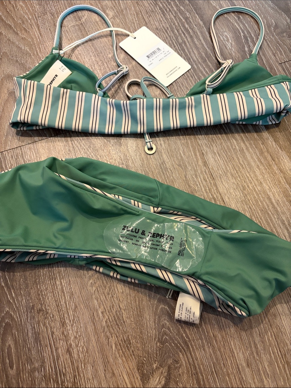 NWT SOLD OUT Zulu & Zephyr Myrtle Pinstripe Tie Bikini Set | Size M - Picture 4 of 5